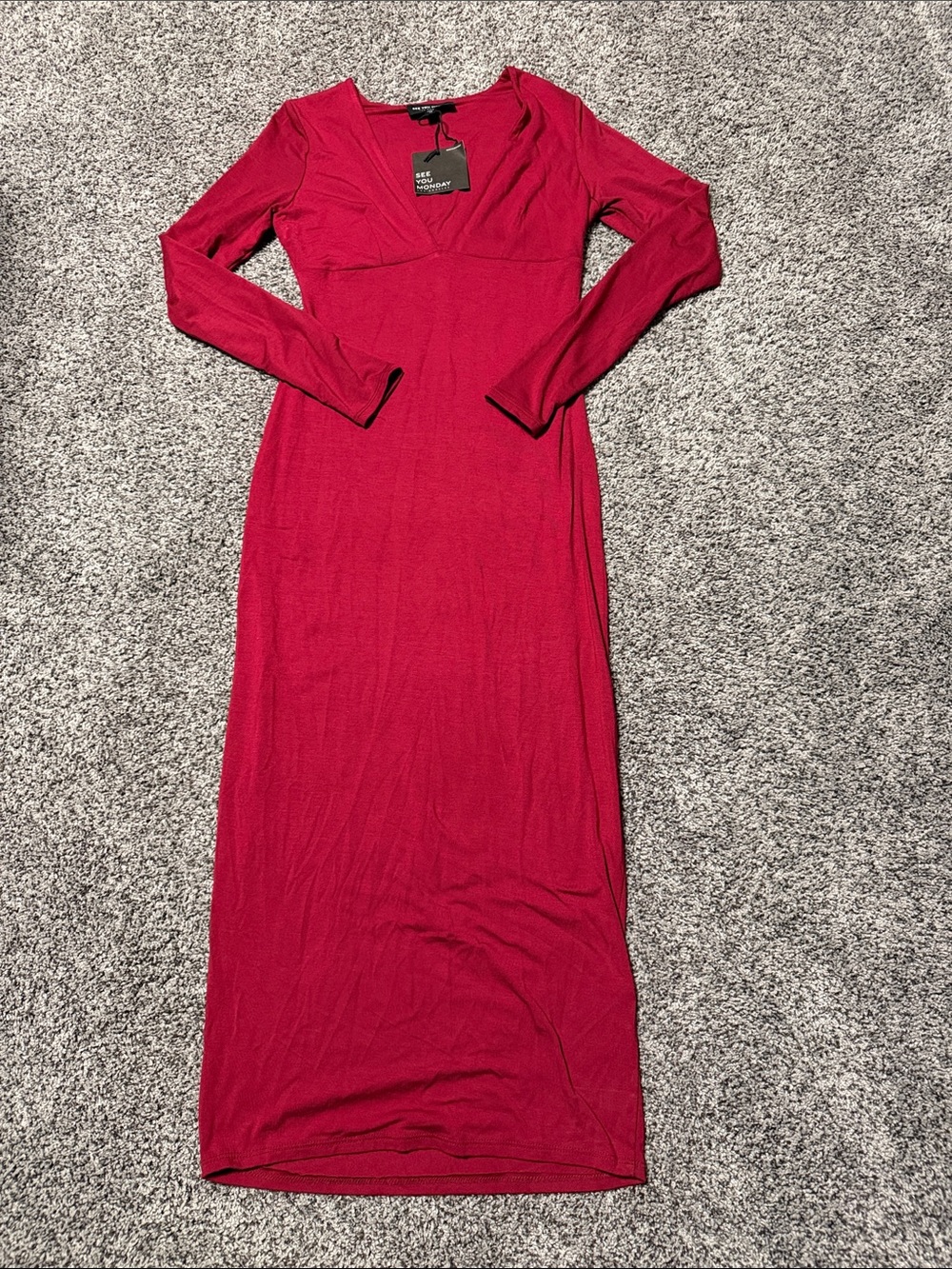 Women's Long Sleeve Red Maxi Dress